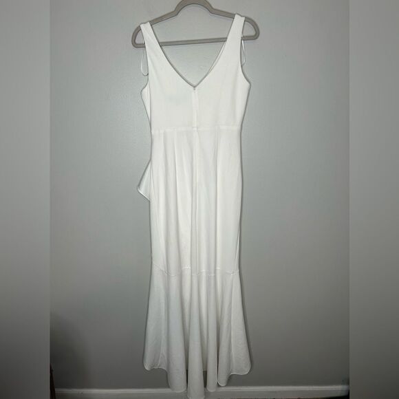 Betsy & Adam CANDACE" LONG V- NECK HI LOW CASCADE DRESS - Picture 4 of 4